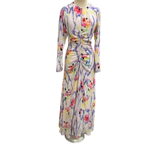 MARIA CHER Fatima Arya Ruched A-Line Maxi Dress,  Multi floral tones, Size 2 - Picture 5 of 16